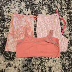 George Women's 3-Piece Pajama Set | Size 3X | Coral & White